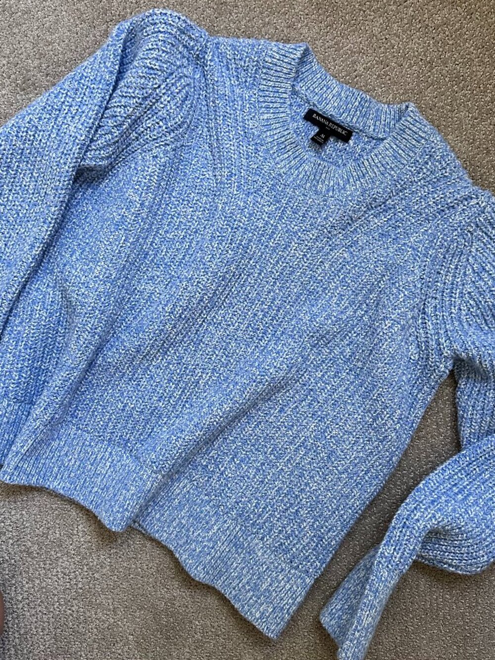 Banana Republic Blue White Marled Knit Crewneck Sweater M